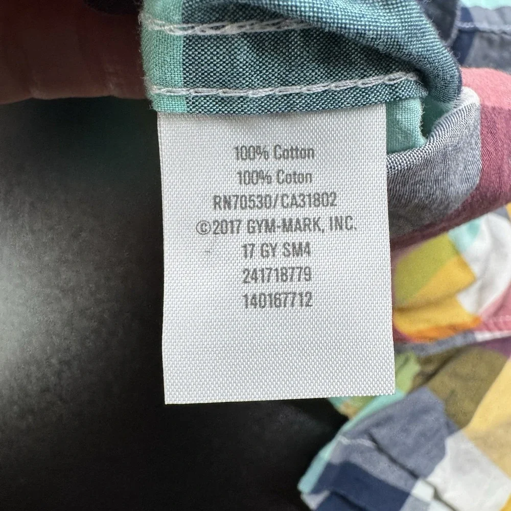 Gymboree Boys Rock Yellow‎ Blue Magenta Checkered Shirt Size S 5/6 Short Sleeve